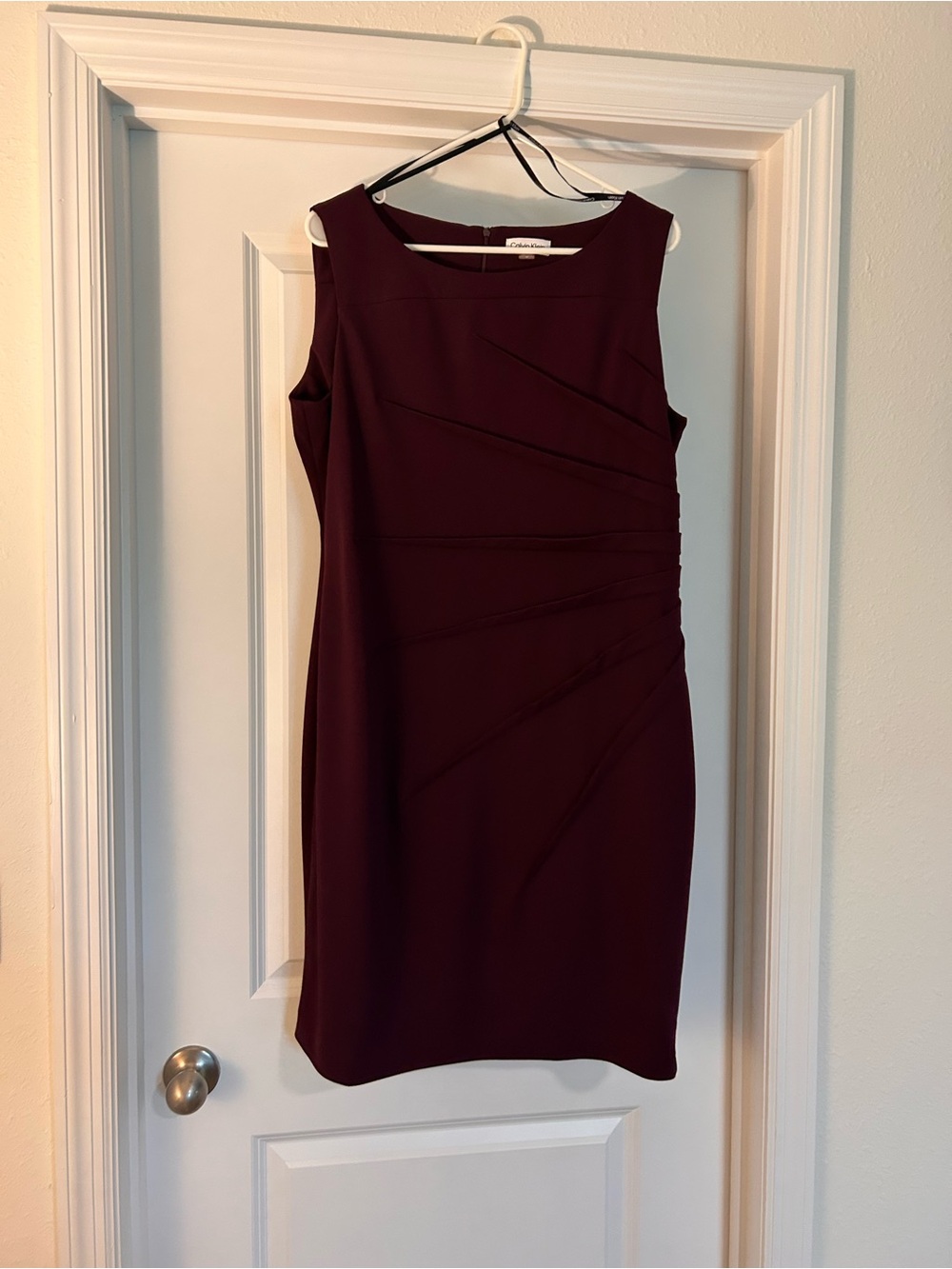 Calvin Klein Sleeveless Sheath Dress in Deep Plum